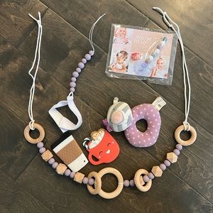 Teethers, snack cup leashes, rattle, infant accessories!